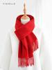 New Solid Classic Red Pure Cashmere Scarf Women's Winter Warmth Scarves For Men's New Year Christmas Adults Luxury Gifts