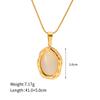Luxury 18K Gold Plated  Oval Shape White Cat Eye Opal Stone Pendant Necklace Fashion Jewelry