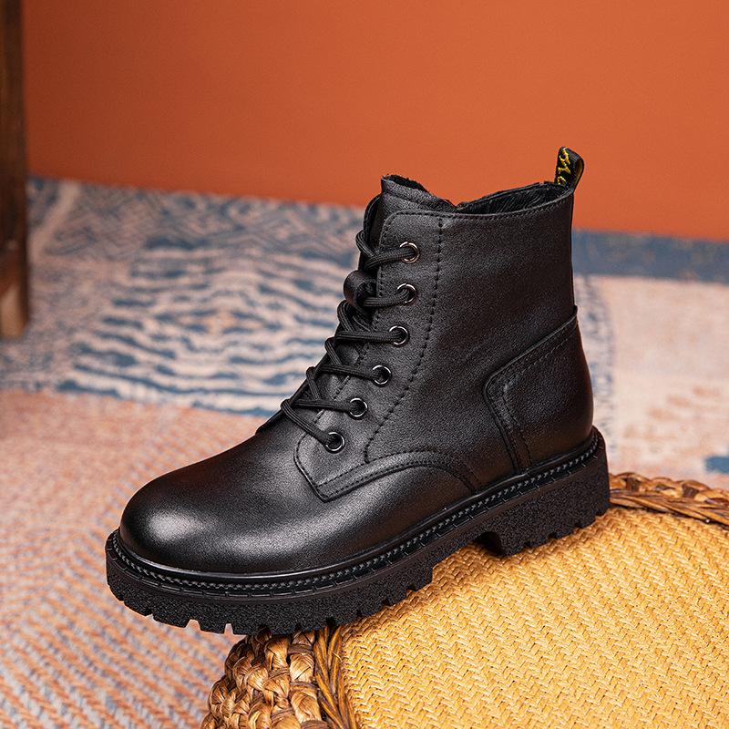 [Anti-Season God] First-layer cowhide Martin boots for women's 2025 autumn and winter new velvet lace-up British style short boots