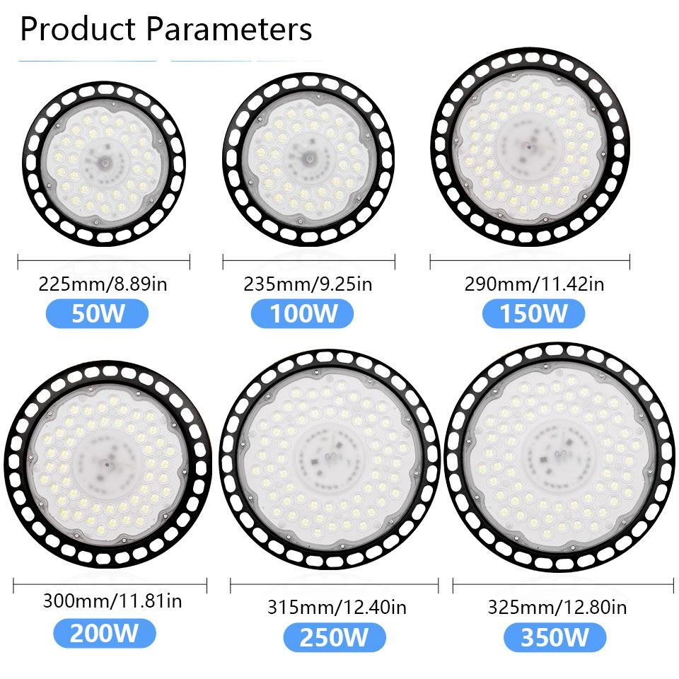 

UFO Light High Bay AC220V AC175-265V 50-300W Белый свет Высокая яркость IP66 Водонепроницаемый алюминий Подходит для наружной промышленности Warm Light