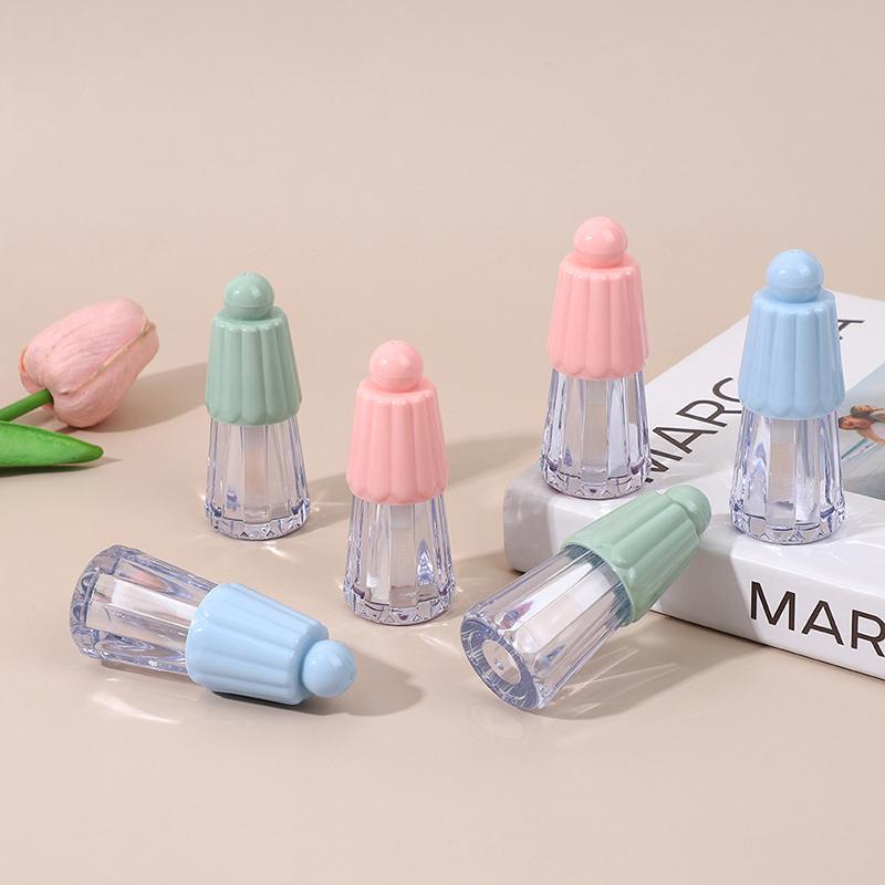 4-5ml Pusta tubka na błyszczyk z dużą główką pędzelka, DIY Plastikowy elegancki pojemnik na płynną pomadkę, Okrągła mini buteleczka na próbki błyszczyka