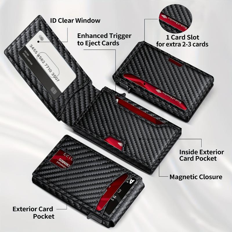 1Pcs Anti Theft Slim Thin Wallet Men'S Carbon Fiber Rfid Wallet Holder Luxury Cardholder Minimalist Wallet Purse Bag