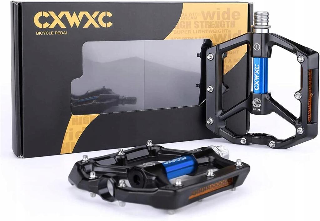 CXWXC Aluminum Platform Bicycle Pedals with Pins and Reflectors, Machined
