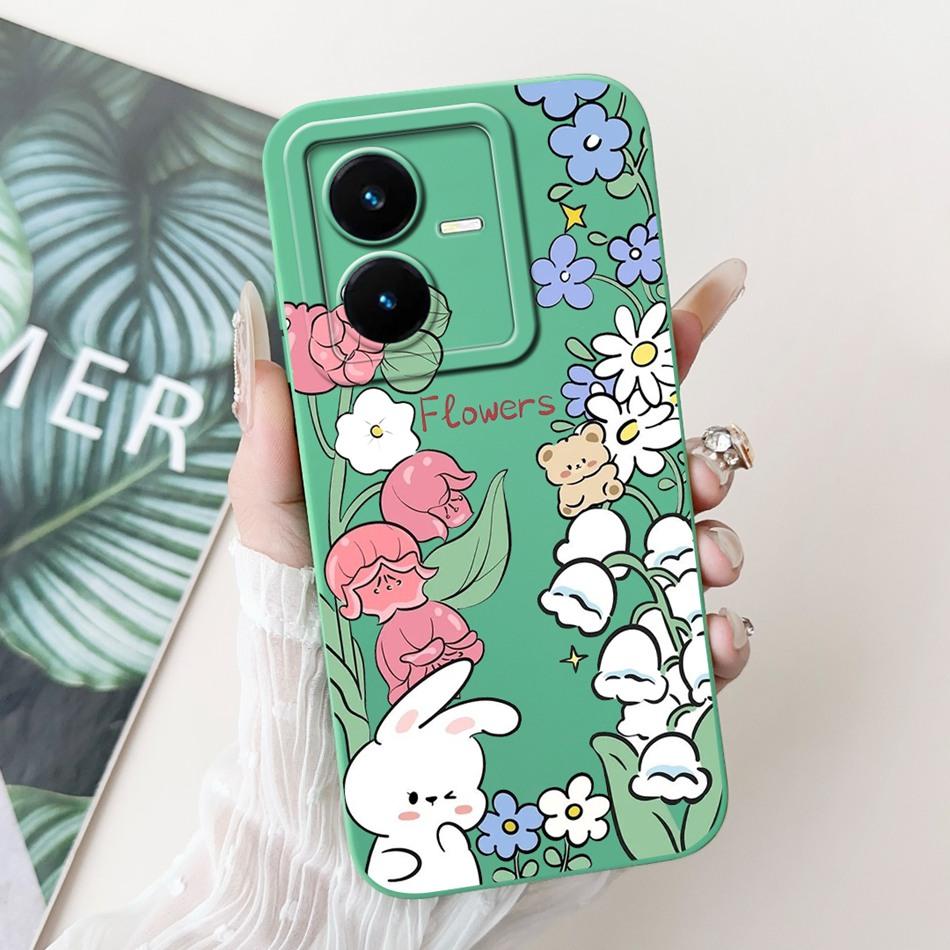 For Vivo Y22 Y22s Y22t Phone Case Vivo V2206 V2207 Y22 Y22s Y22t Elegant Floral Cat Painted Soft Silicone Shockproof Cases
