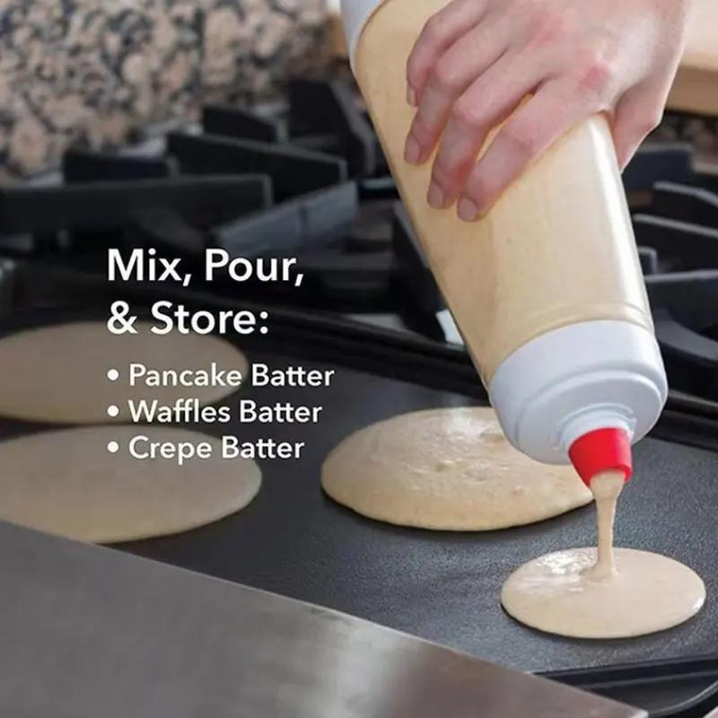 1PC Hand Shake Batter Dispenser Batter Mixer Bottle With Scale Cupcake Pancake Crepe Batter Dispenser Kitchen Baking Accessories
