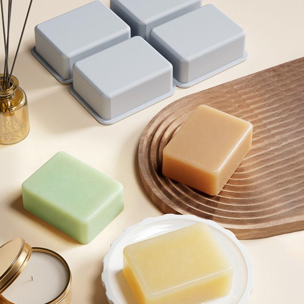 4 Cavity Rectangle Soap Mold Heat Resistant Food Grade Silicone Ice Cube Mold BPA Free Reusable DIY Dessert Mold Resin Art
