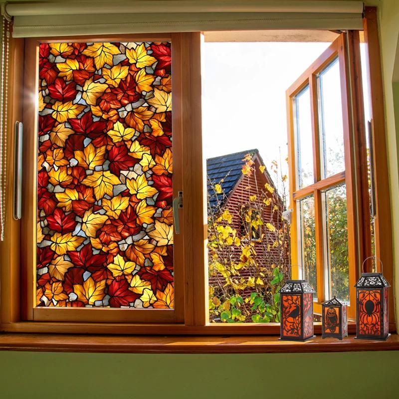 Halloween Theme Window Film PVC Stained Glass Films Door Window Stickers Home Bathroom Balcony Office Party Decor Privacy Film