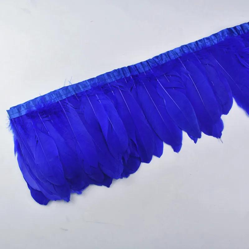 1Meter Colored Goose Feathers Trims Real Geese Feather Trim Tassel Fringe Ribbon White Black Feather Crafts Clothes Accessories
