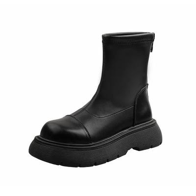 Short Boots Women's Spring and Autumn 2025 New Internet Celebrity Fashion Versatile Zipper Muffin Thick Bottom Non-slip Thin Boots Tide