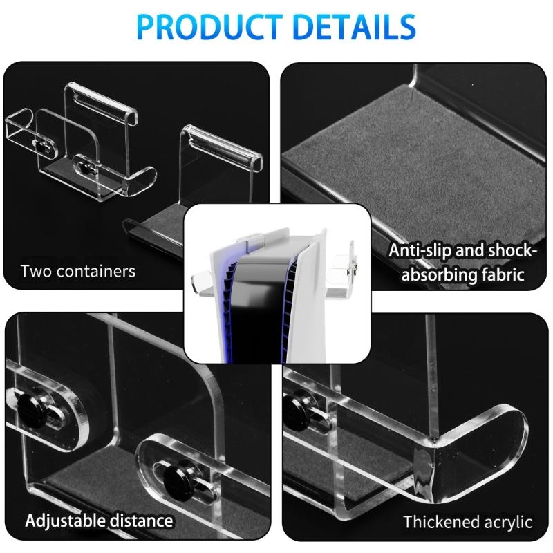 Supporto per Console Acrilico Trasparente Montato in Cima per Controller e Cuffie con Design a Doppio Gancio per un Facile Accesso