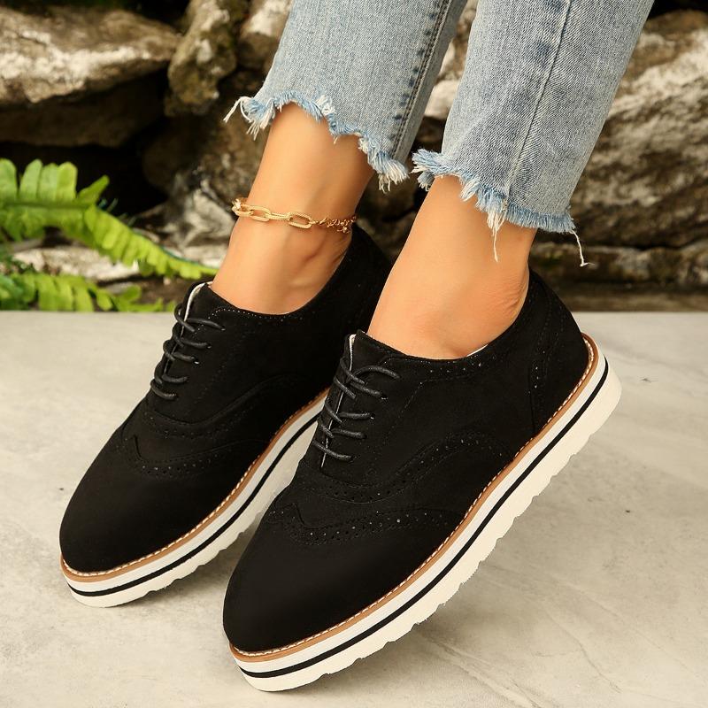 

New large-size fashion spring and autumn new round head platform casual solid color women s single shoes · 36 чёрный