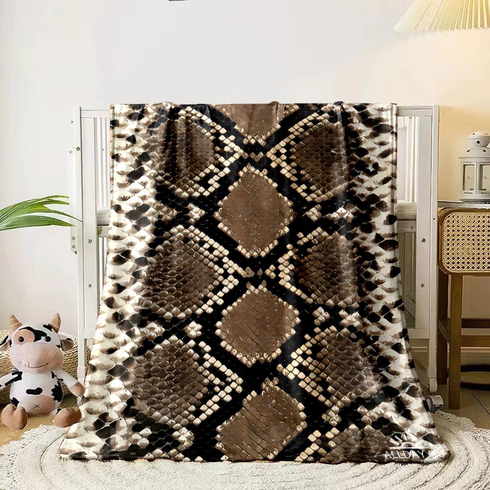 Snake Print Cozy Blanket Bedroom Blanket for Livingroom Couch Lunch Break Soft Throw for Friend's Festival Gift