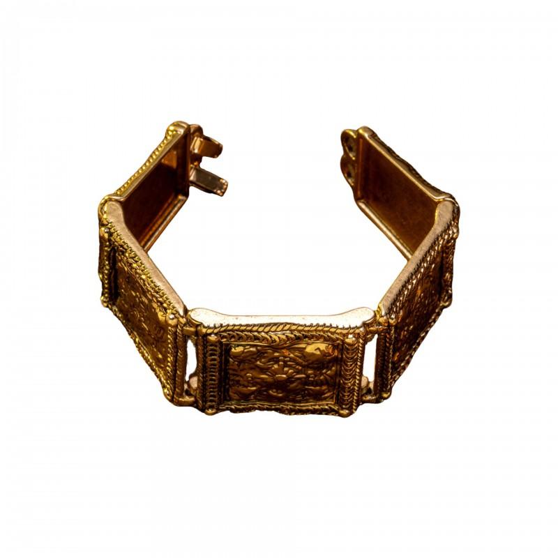 Bracelet Carré de Marque Relief Industrie Lourde Vintage Avec Texture Rétro Décoration Faite à la Main Sculpture de Palais Antique