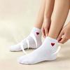 5 Pairs White Heart Breathable Low-Cut Summer Boat Socks, Suitable for Women And Men, Lightweight Socks, Travel Essential