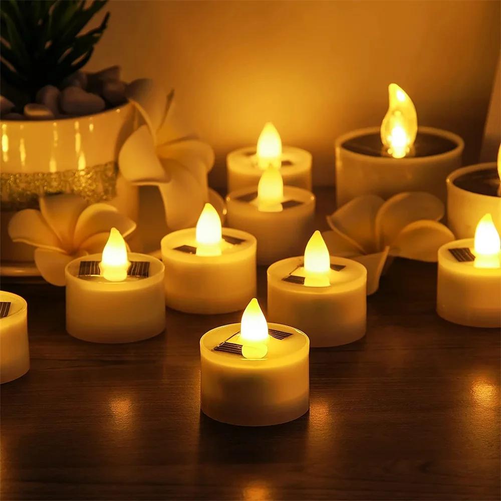 36pcs Solar Tea Light Led Candles Flameless Outdoor Waterproof Solar Tea Lights Rechargeable Candles for Party Garden Home Decor