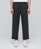 Lightweight Wide Drawstring Banded Crop Slacks [Charcoal Gray]