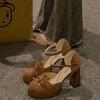 French Retro Bow Mary Jane High Heels Women's Autumn 2025 New Thick Heel with Skirt Temperament Single Shoes
