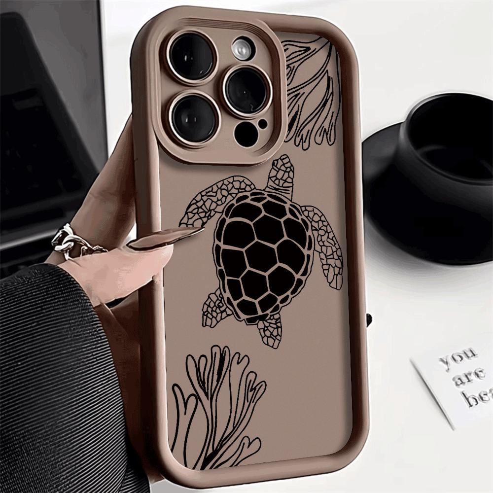 Black and White Sea Turtle Shockproof Phone Case for Xiaomi Redmi Note 14 13 12 11 10 9 8 7 Pro Anti-Slip Soft TPU Cover