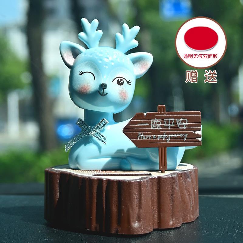Solar Car Ornament Automatic Swing Deer Figurine Animal Doll Child Toy Holiday Gifts Center Console Car Accessories Home Decor