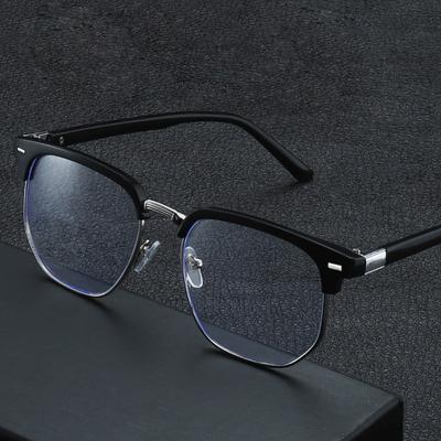 Men Classic Semi Rimless Fashion Glasses Anti-blue Light Rectangle Computer Eyewear- Perfect for Daily Wear,