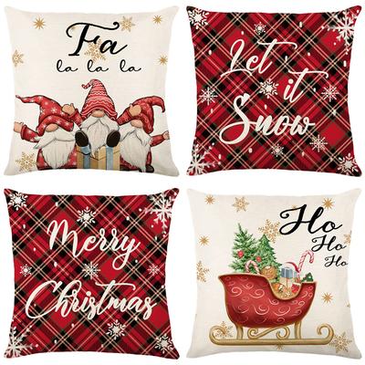 Weihnachts-Kissenbezug Weihnachts-Plaid-Dekoration Sofa Wohnzimmer Kissenbezug Leinen-Kissenbezug