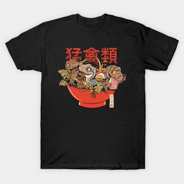 Men Black Print T-shirt Ramen Raptors No-Cut Transfer Paper Print Cotton Tshirt S