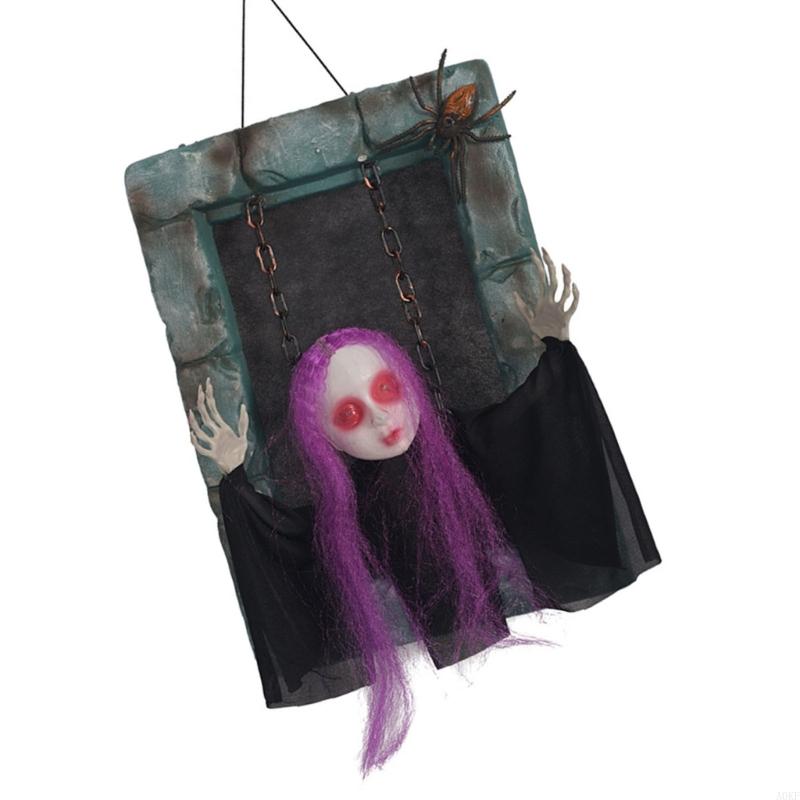 Motion Activated Glowing Ghostly Gravestone Decoration Scary Sounds and Shaking A0KF