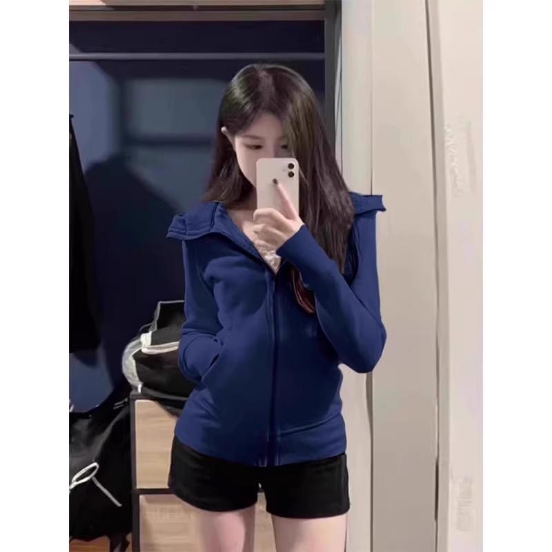 

Women s Pink Slim-Fit Hooded Cardigan - Dopamine Korean Style Autumn Fashion 2025. M: 91-100 cm