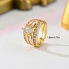 Luxury Marquise CZ Wide Band Ring for Women Gold Silver Rose Gold Multi-Row Cubic Zirconia Ring Wedding Party Statement Jewelry