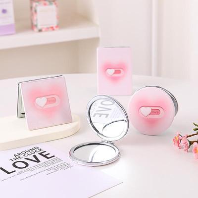 Chic Heart-Shaped Portable Folding Handheld Double-Sided Mirror
