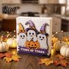 Holiday Tissue Organizer Halloween Wooden Napkin Holder Ghost Pumpkin Decorative Tabletop Dispenser Paper Towel Dispenser Storage for Dinner