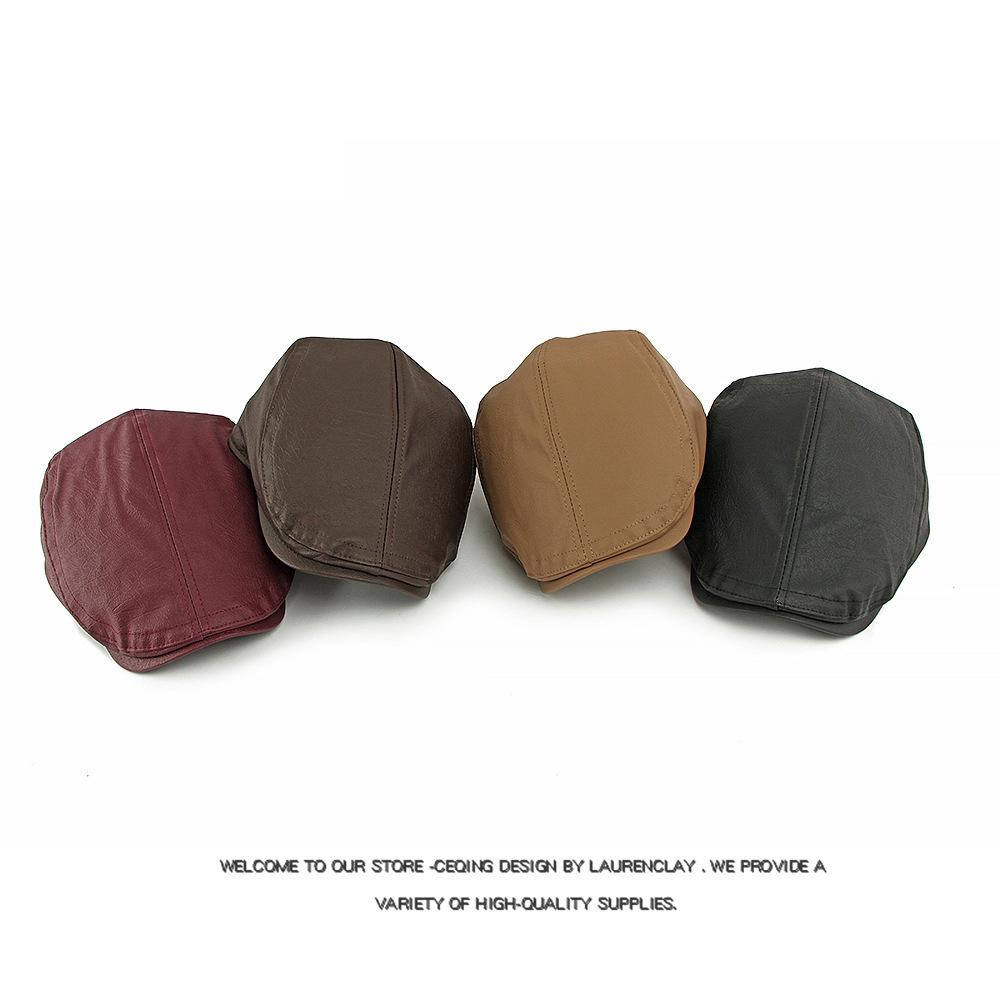 Retro PU Cap Men's Beret British Retro Progressive Cap Women's Peaked Cap