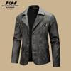 Men's Retro European & American PU Leather Motorcycle Jacket – Slim Fit, Trendy Design with Lapel Collar