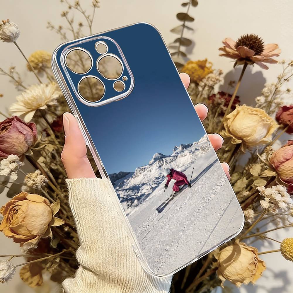 Sport Snowboarding Phone Case For iPhone 17 16 15 14 13 12 11 Mini Pro Max Plus Transparent Cover