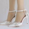 Women High Heels Sandals Wedding Shoes Bride High Heels Party Ladies Rhinestones Pointed Toe Thin Heel Women's Pumps