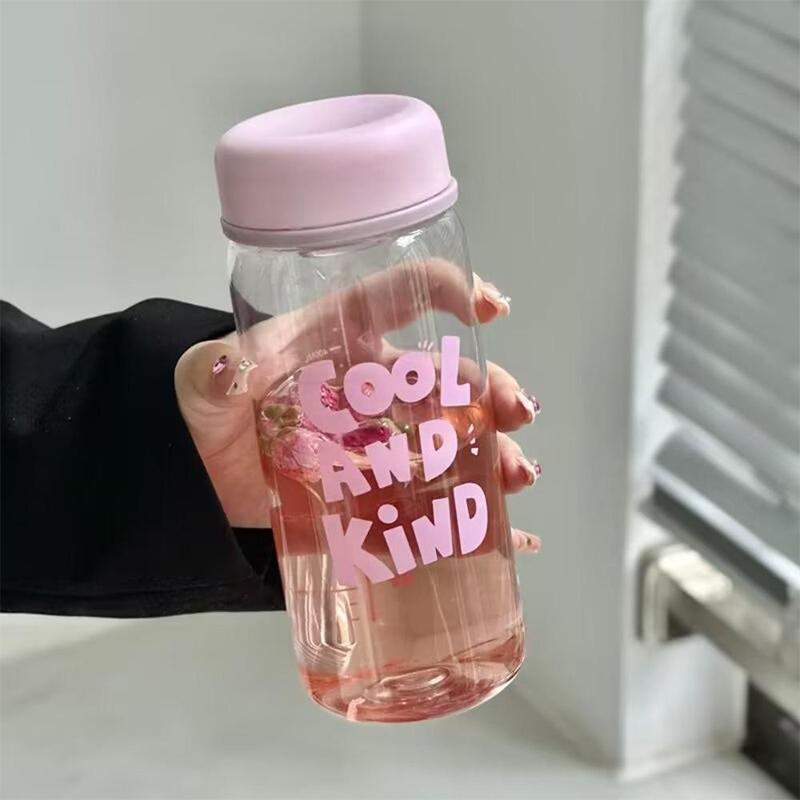 Taşınabilir Şeffaf Öğrenci Su Bardağı Kordonlu Plastik Su Şişesi Büyük Kapasiteli İçme Bardağı Açık Hava Sporları