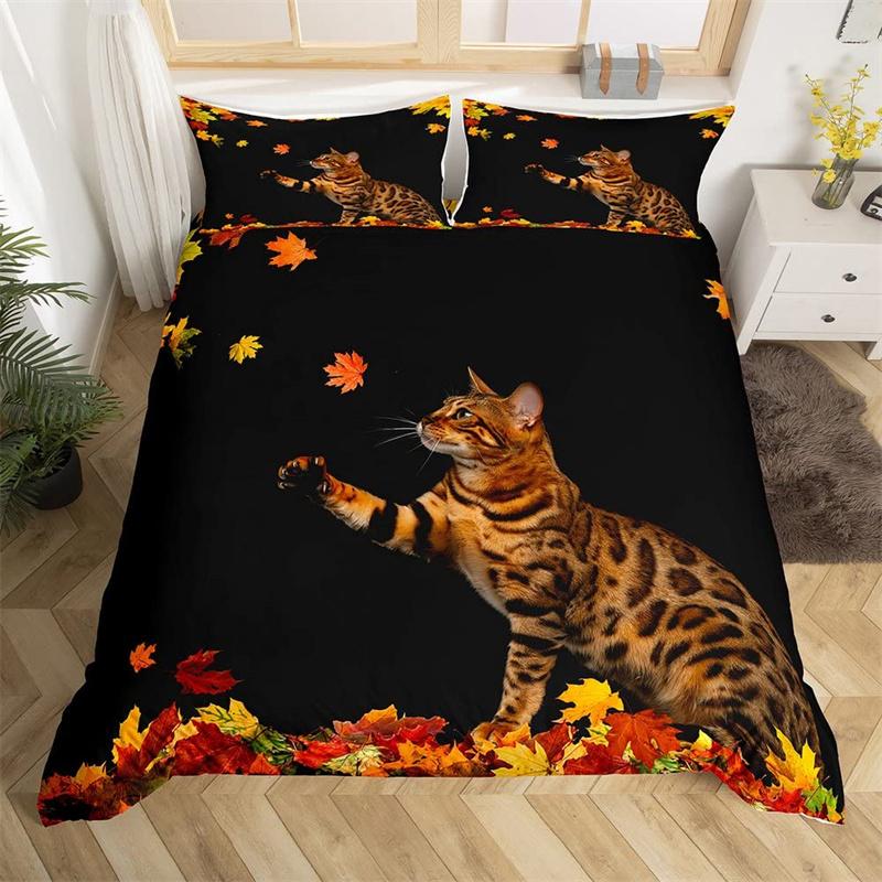 Happy Thanksgiving Duvet Cover Fall Maple Leaf Bedding Set Microfiber Gnome Gold Pumpkin Farm Harvest Comforter Cover King Size