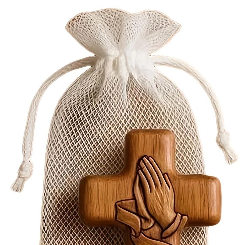 Resin 3D Pocket Prayer Cross with Holy Water Droplet Design & Prayer Card - Portable Christian Religious Gift,for Christ Symbol