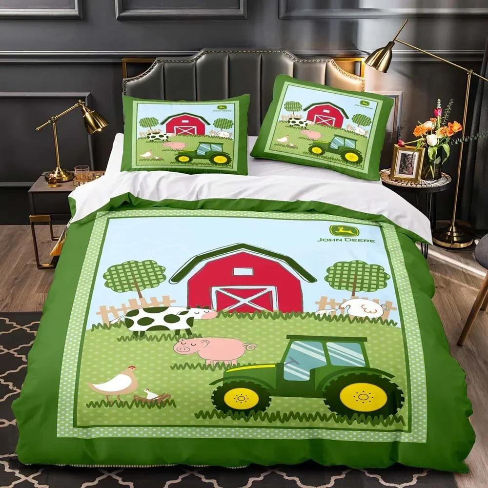 Boys Tractor Construction Cars Comfortable Duvet Quilt Cover Pillowcase Bedding Set Children Bedroom Decoration Home Textile