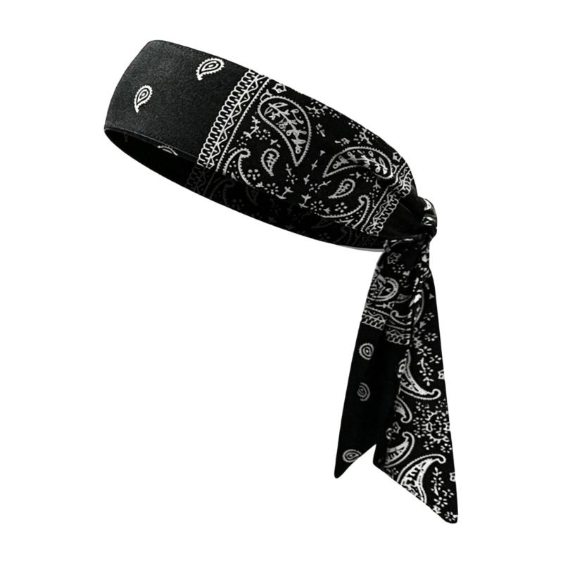 Printed Workout Headband Elastic Tie Wrap Women Men Running Cycling Hair Control with Soft Fabric Wear