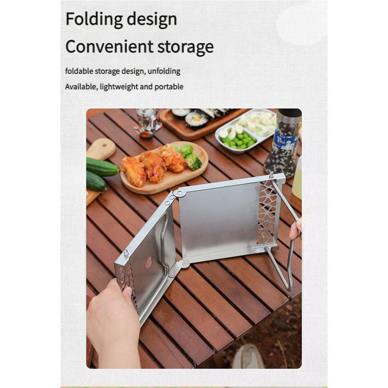 Masă de camping pliabilă din oțel inoxidabil cu aragaz plat pe gaz combinat, masă portabilă de gătit pentru grătar, picnic, set de dining exterior rezistent la vânt
