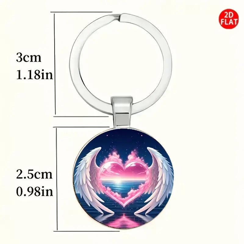 Angel Wings Heart Marine Pattern Glass Alloy Keychain Gift For Teenagers And Party Events