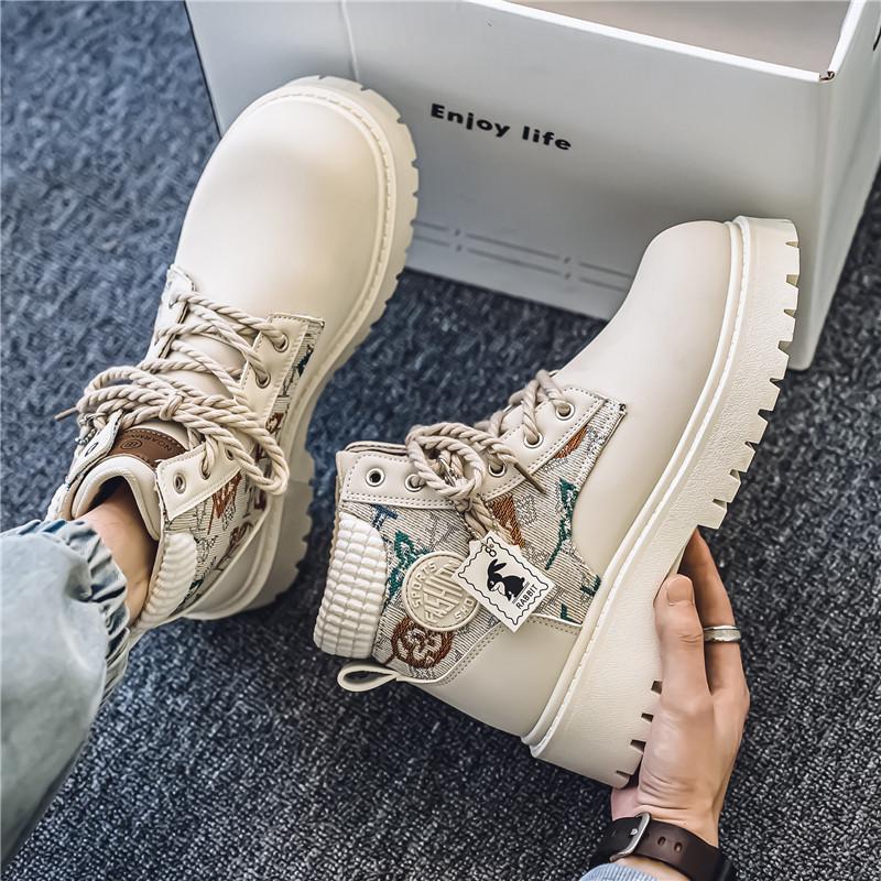 2025 Spring Autumn Men's Boots High Top British Style Casual Men's Shoes Outdoor Non-slip Wear-resistant Short Boot Botas Hombre