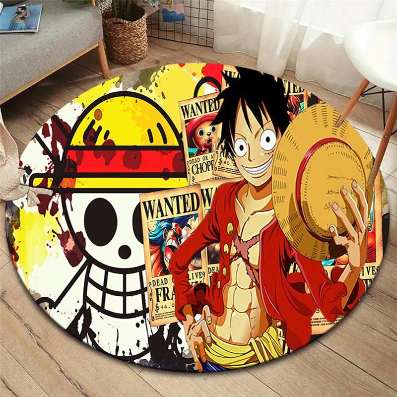 One Piece Monkey D Luffy Round Area Rug Carpet Rug For Living Room Bedroom Sofa Playroom Decor Nonslip Floor Mat