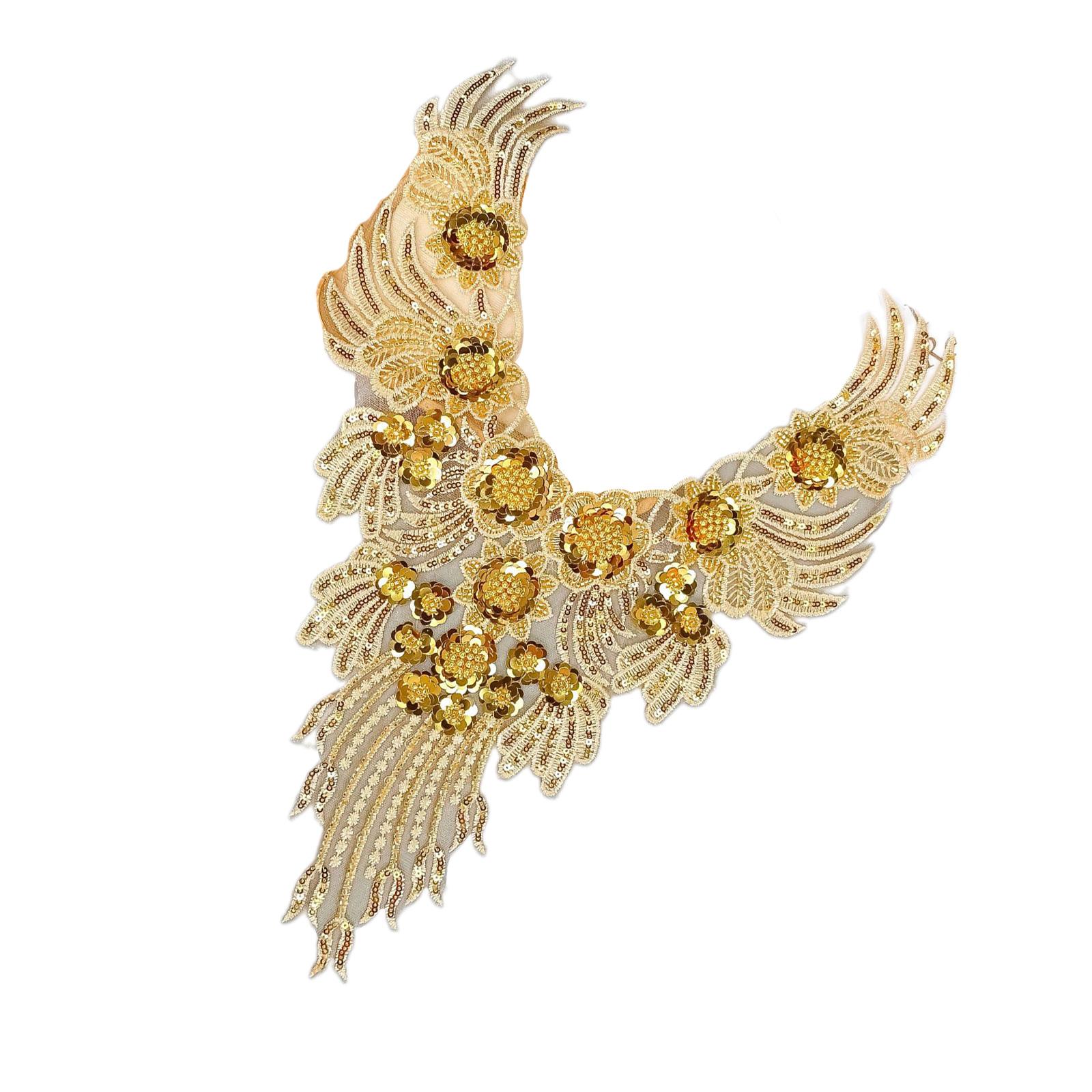 

Вышитая Блестками Золотая Аппликация на Воротник Аксессуар для Переднего Воротника Для Элегантности Социальных Мероприятий Одежда Декор A