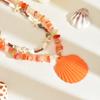 Collier Pendentif Perle Étoile de Mer Orange Pour Femmes, Bijou Accessoire Coquillage Style Océan Bohème Cadeau