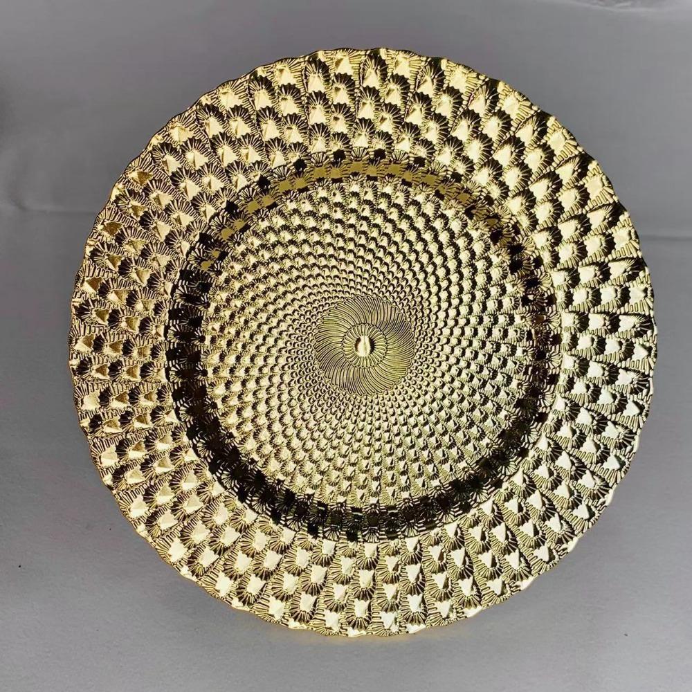 

Тисненые подстановочные тарелки 13 дюймов Свадебная фруктовая тарелка Элегантный обеденный поднос Украшение стола для вечеринки 6