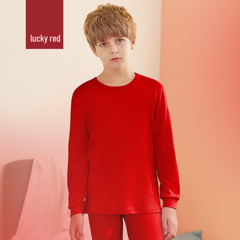 Children's 2026 Zodiac Red Cotton Long Johns Set - Boys & Girls Warm Autumn Underwear