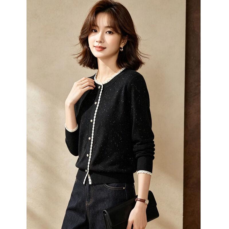 D.F.DEAR Elegant Crew Neck Knit Cardigan