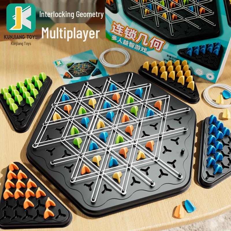 Triangle Chess Rubber Band Puzzle Toy for Kids - Multiplayer Strategy Game